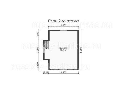 БУ007 - Баня под усадку 6х6 - планировка 2 этажа