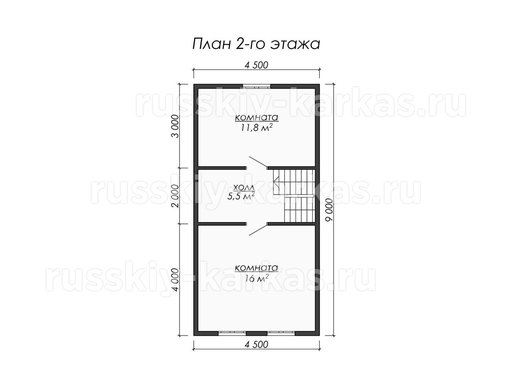 ДУ038 - дом под усадку 9х6 - планировка 2 этажа